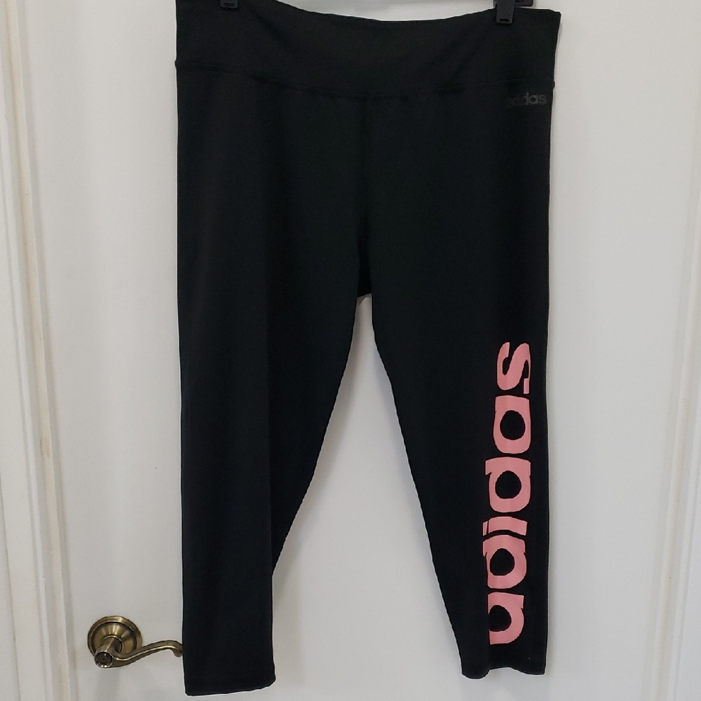 〰️adidas〰️ Climalite Leggings with Pink Logo XL